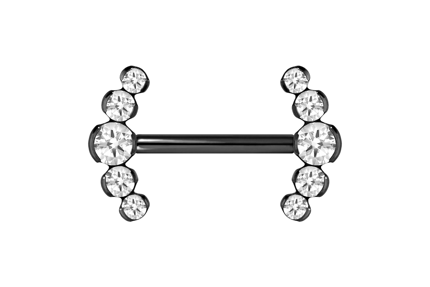 Titan Barbell Piercing mit Push Fit 5 KRISTALLE
